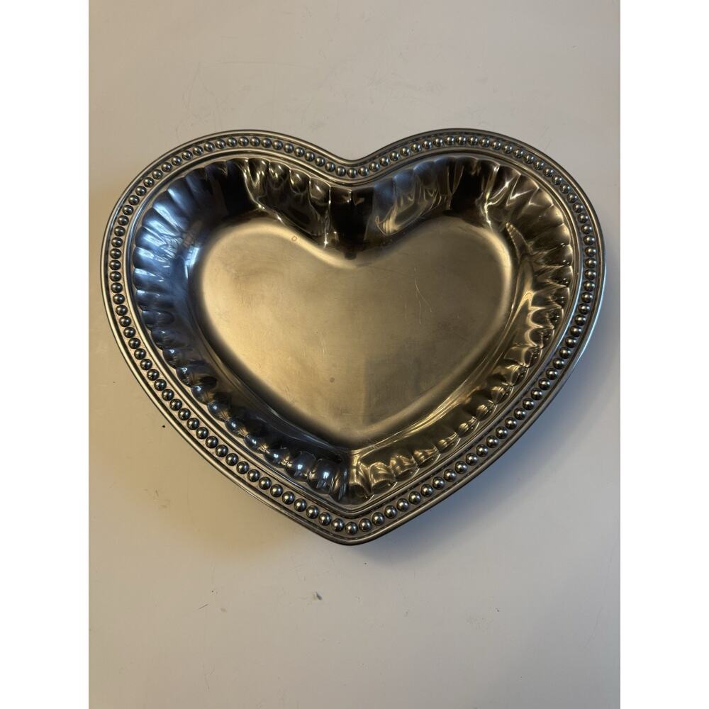 Vintage Wilton Armetale Heart Shaped Serving Bowl Dish 1973 USA